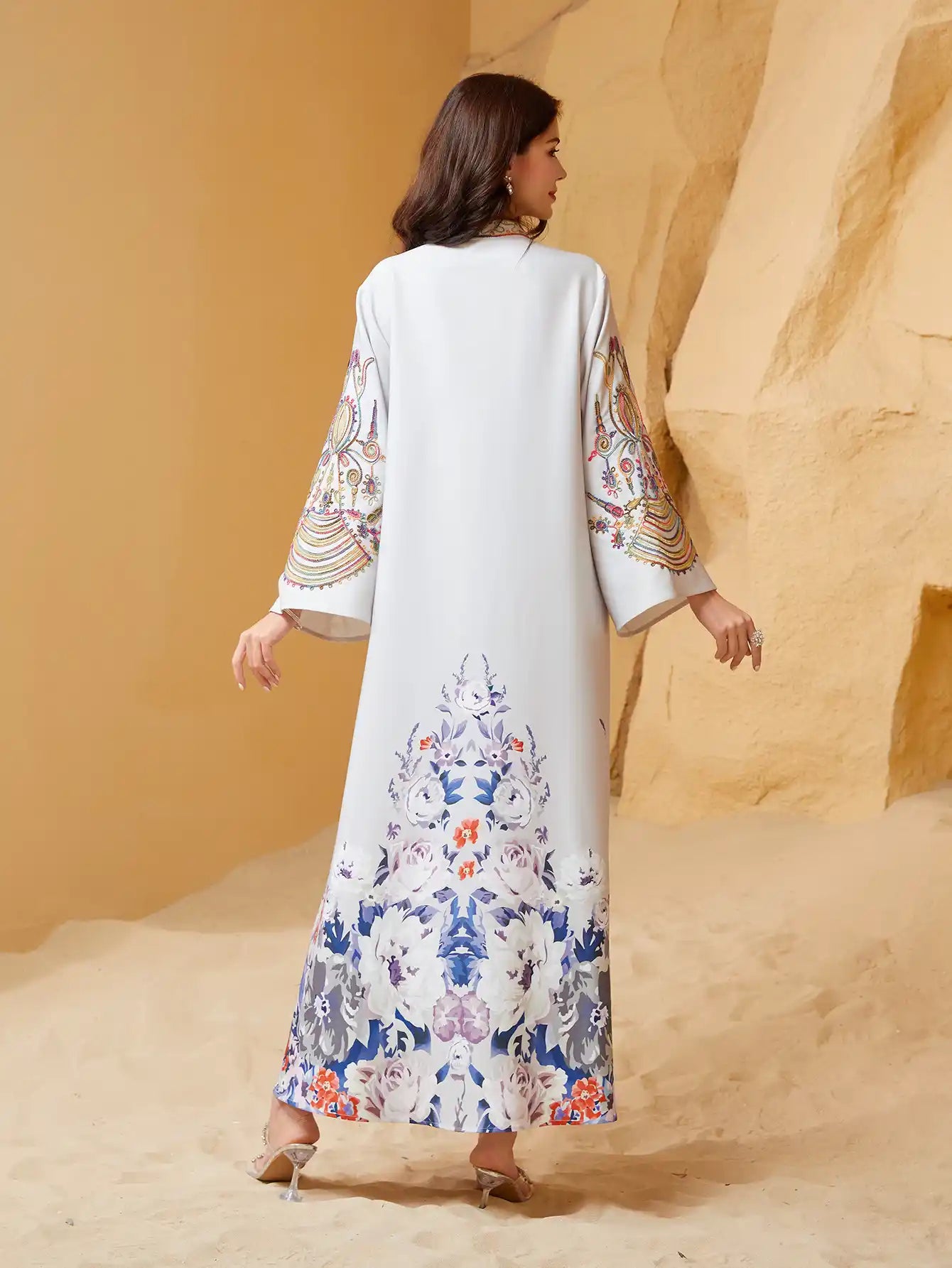 NC22 Arab Robe Embroidery Dubai Casual Dress Abayas