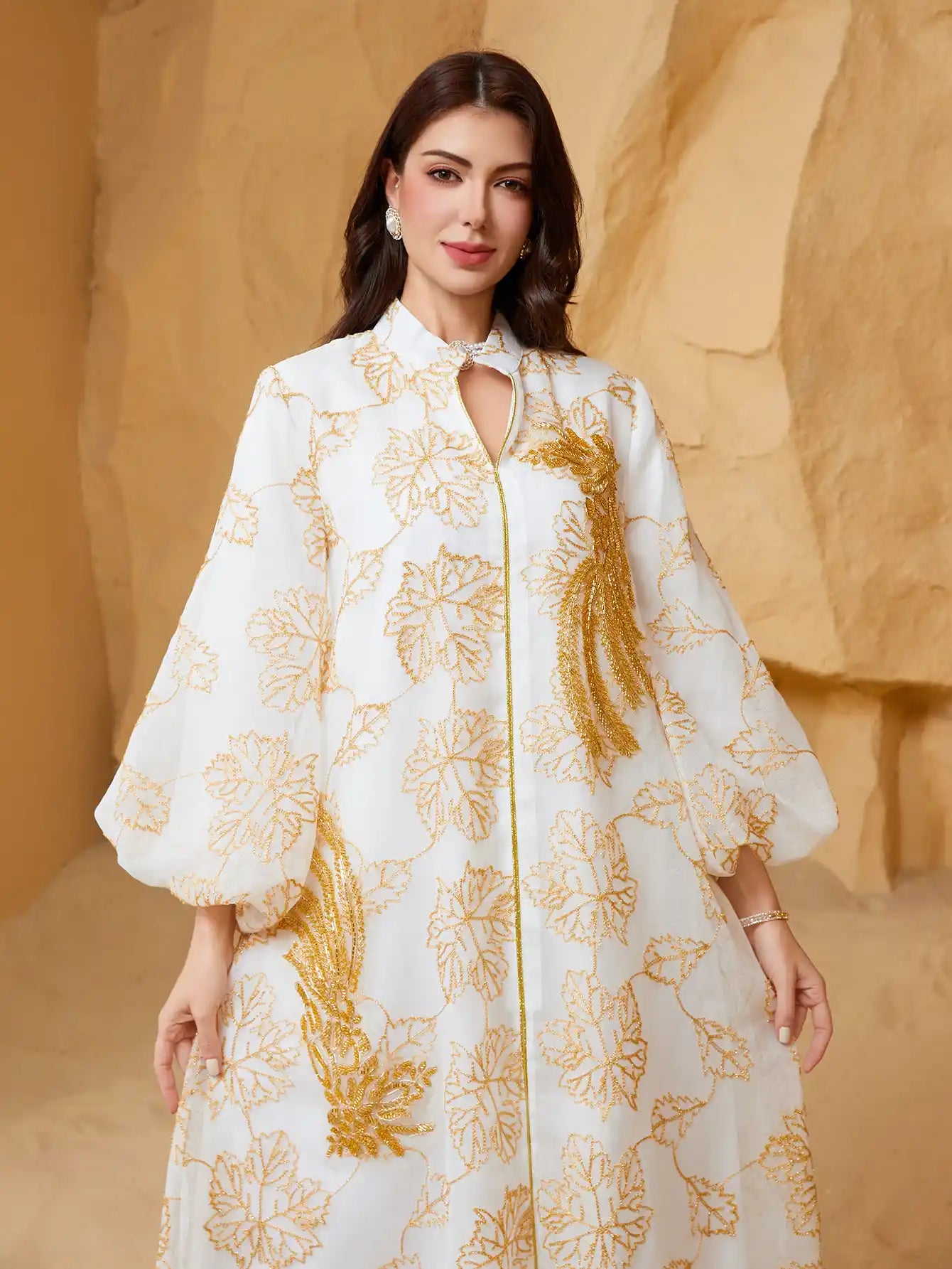 NC28 Islamic Robe Puff Sleeve Dress