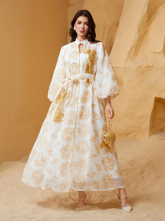 NC28 Islamic Robe Puff Sleeve Dress