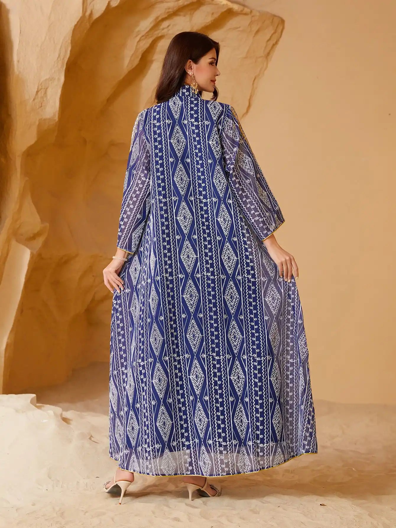 NC33 Muslim Islamic Evening Dress Sequin Embroidery Dress