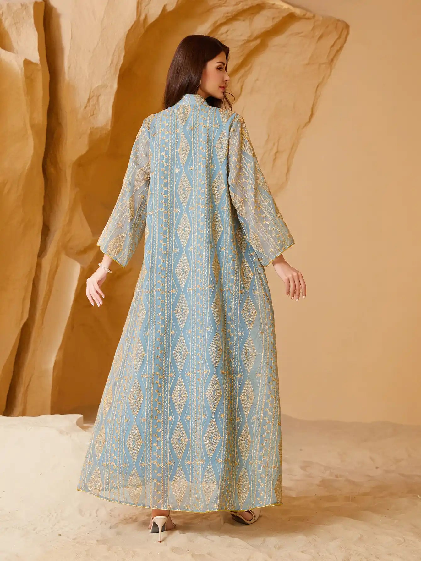 NC33 Muslim Dubai Evening Dress Sequin Embroidery Dress