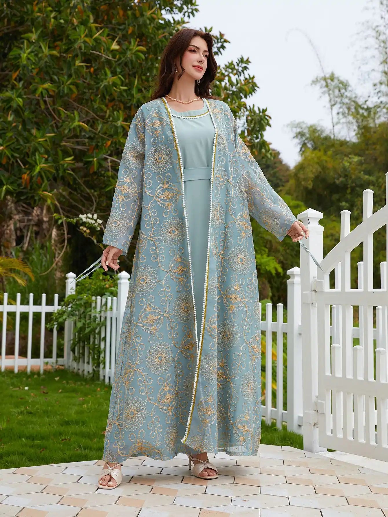 NC45 Islamic Robe Muslim Abaya Two-piece Set