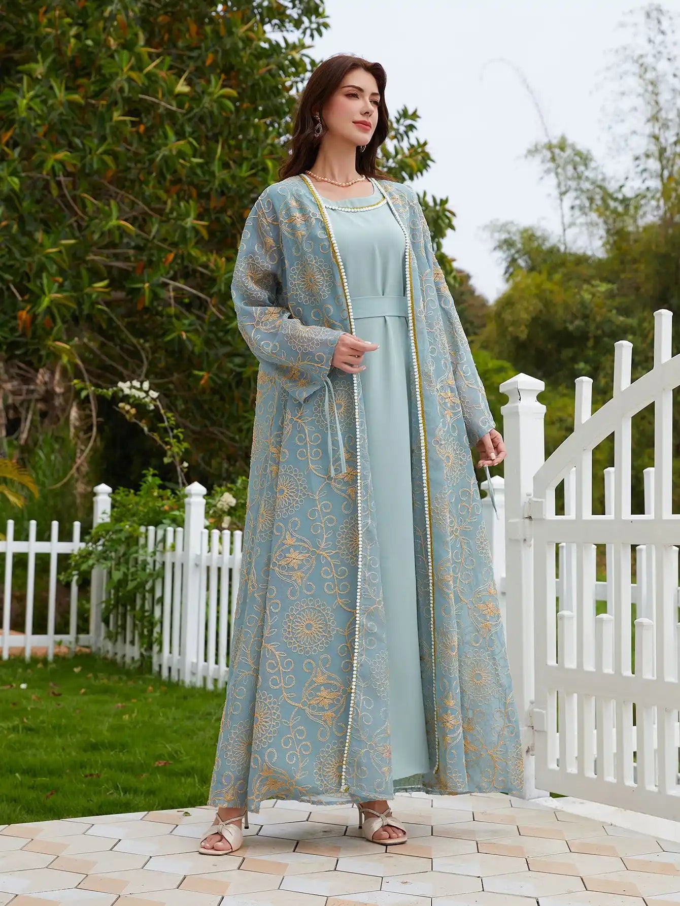 NC45 Islamic Robe Muslim Abaya Two-piece Set