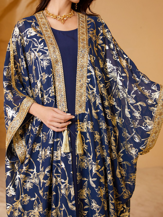 SW013 Muslim Dress Gilded Robe Abaya Two-piece Suits
