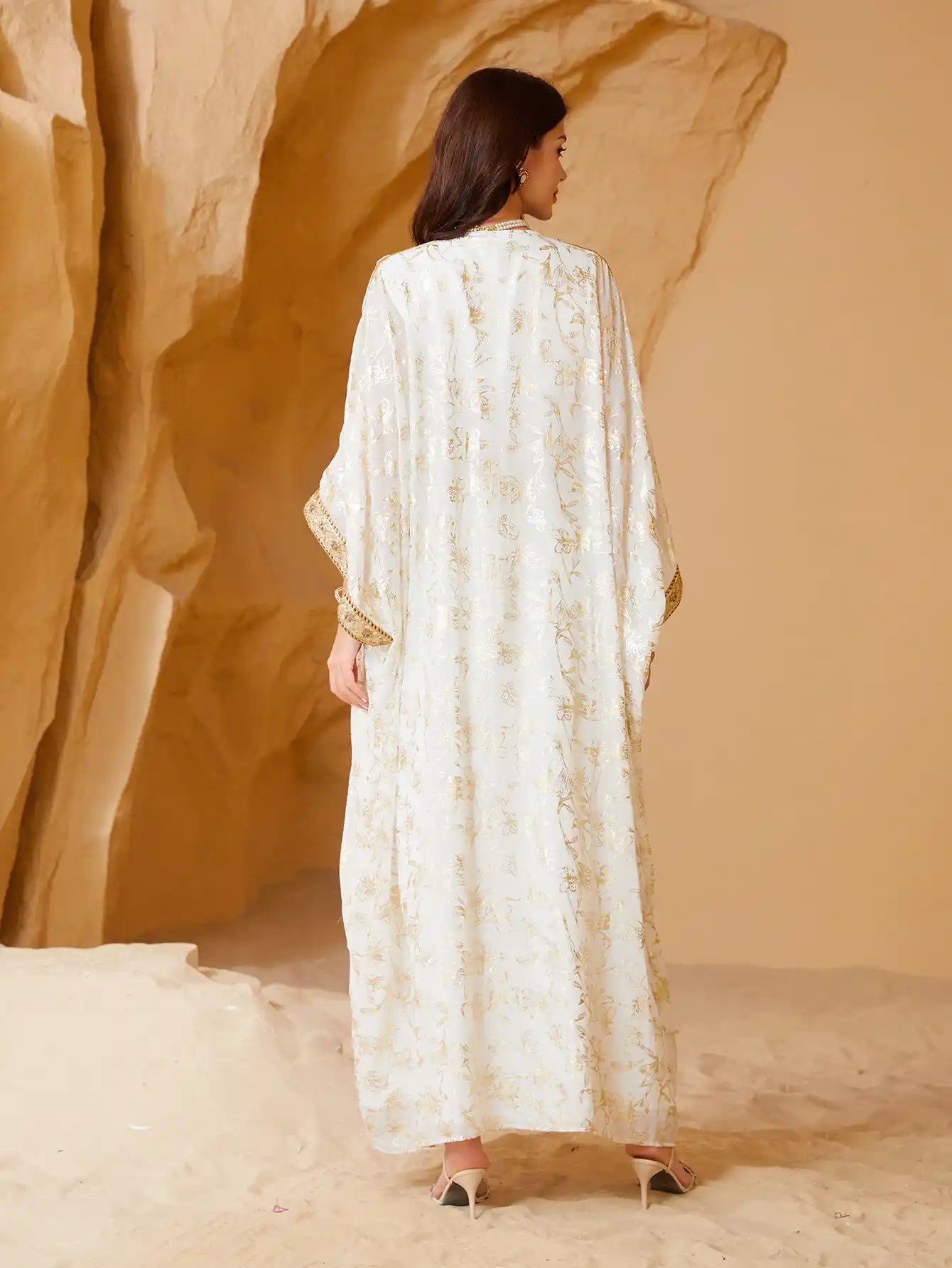 SW013 Muslim Summer Dress Gilded Robe Abaya Two-piece Suits
