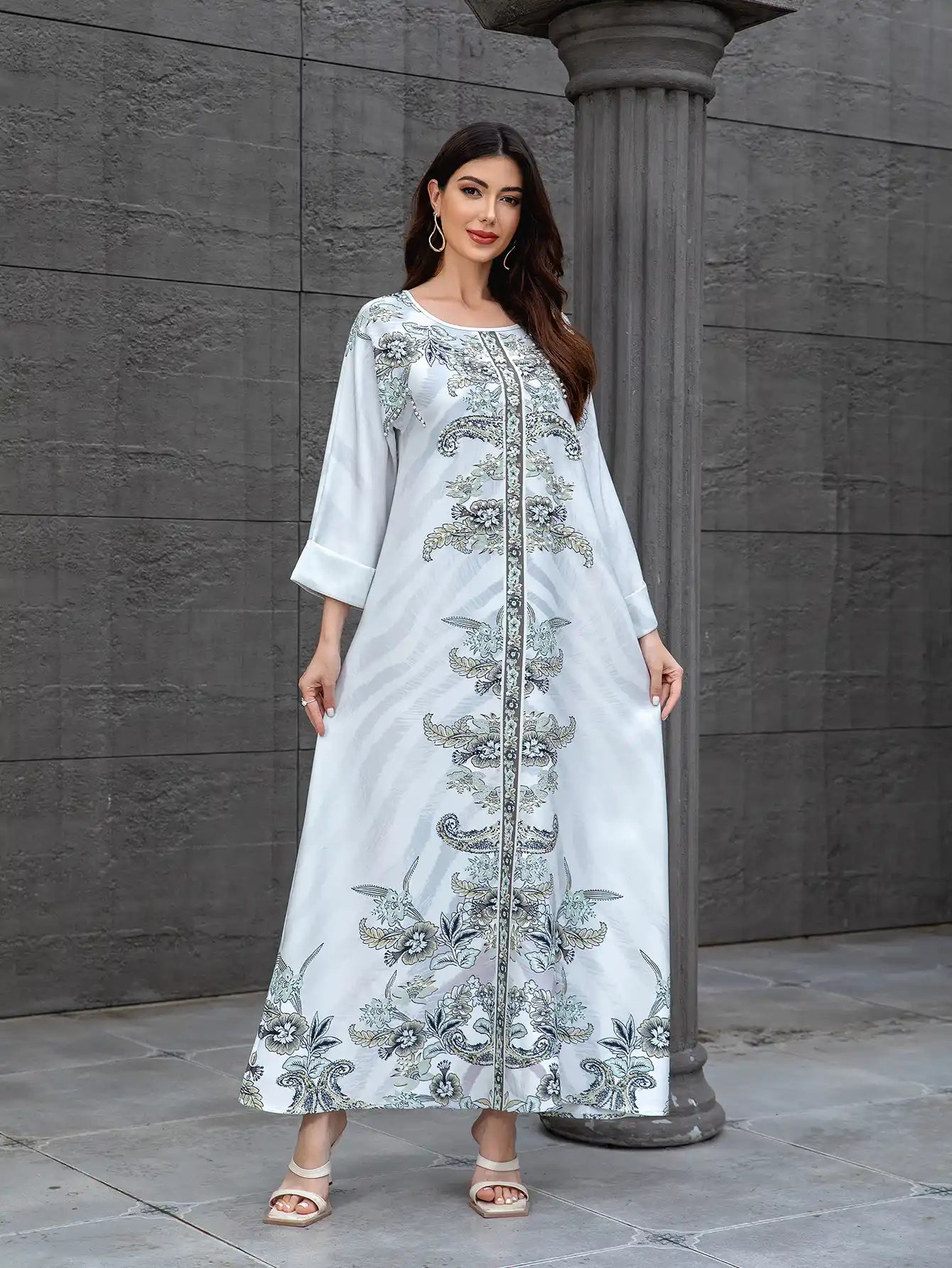 SW1111 Kaftan Diamond Printed Robe dress