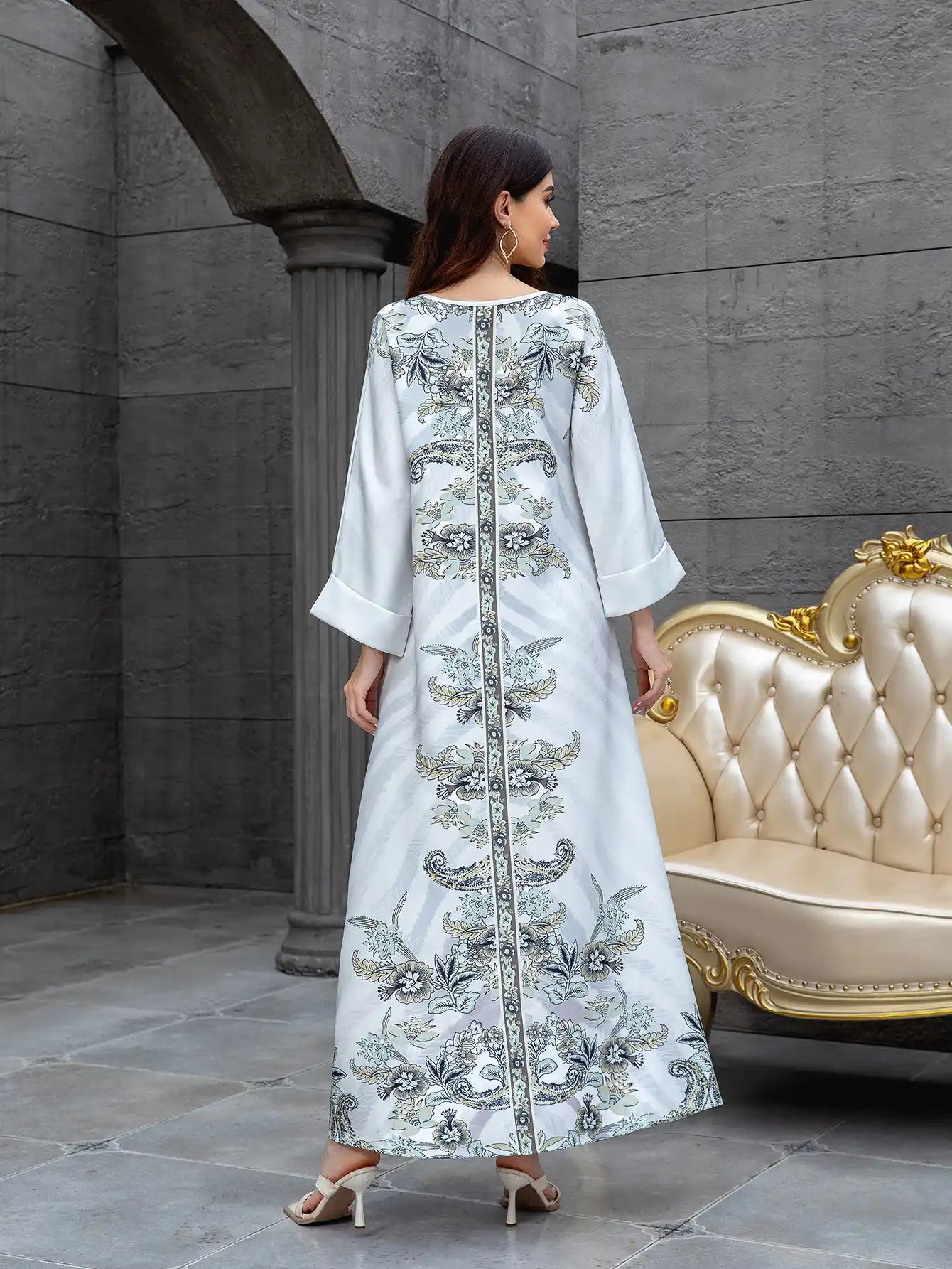 SW1111 Kaftan Diamond Printed Robe dress