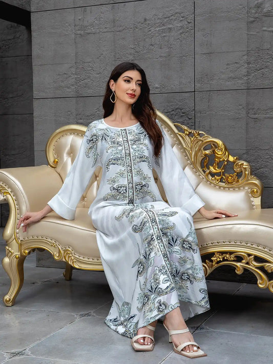 SW1111 Kaftan Diamond Printed Robe dress
