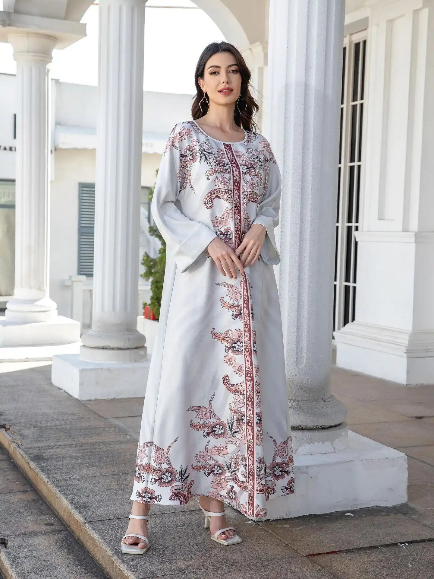 SW1111 Kaftan Diamond Printed Robe dress