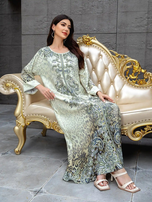 SW1112 Leopard Print Beading and Rhinestone Dress for Women Abay
