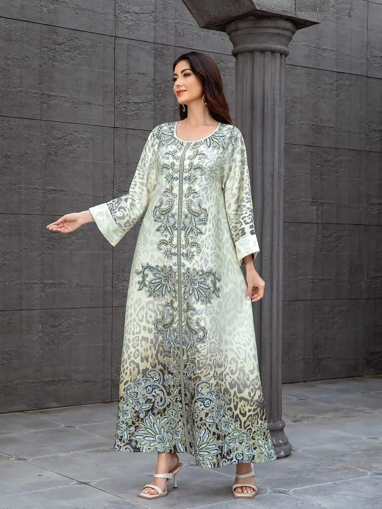 SW1112 Leopard Print Beading and Rhinestone Dress for Women Abay