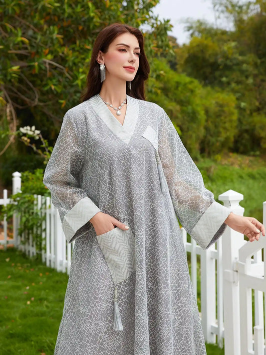 SW71 Abaya Robe Mesh Tassel Pendant Islamic Robe