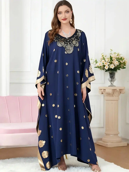 SZ004 Bat-sleeve Arab Robe Gilded Embroidery Dress