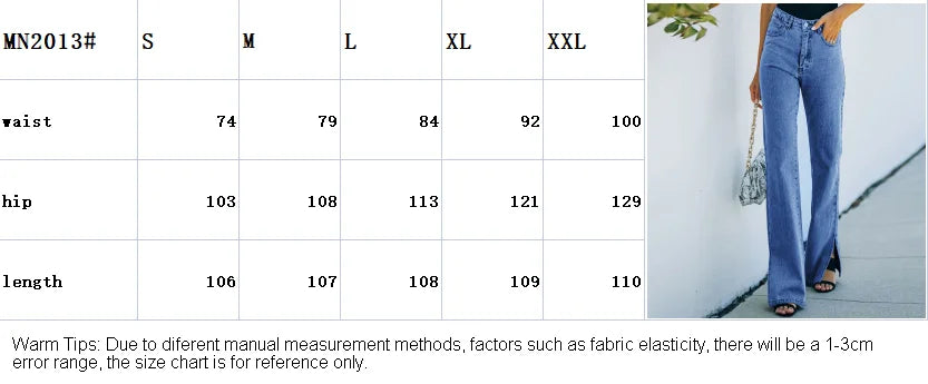 Slit WISH Denim Trousers Casual Pants Women Jeans